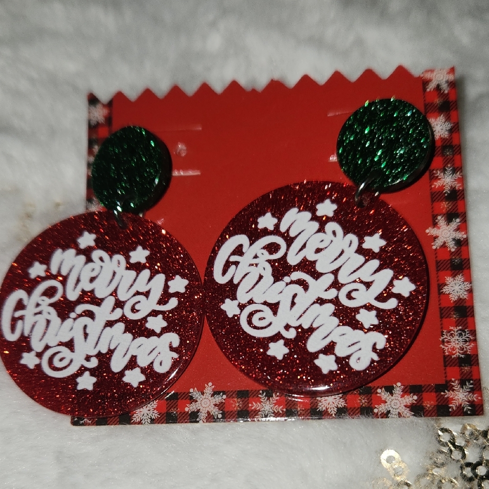 Festive Merry Christmas Earrings